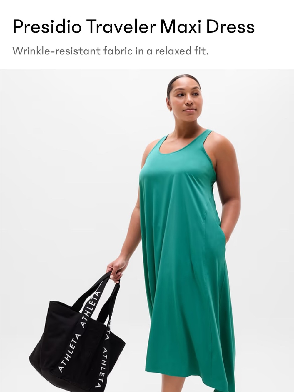 Athleta Teal Green Presidio Traveler Maxi Dress